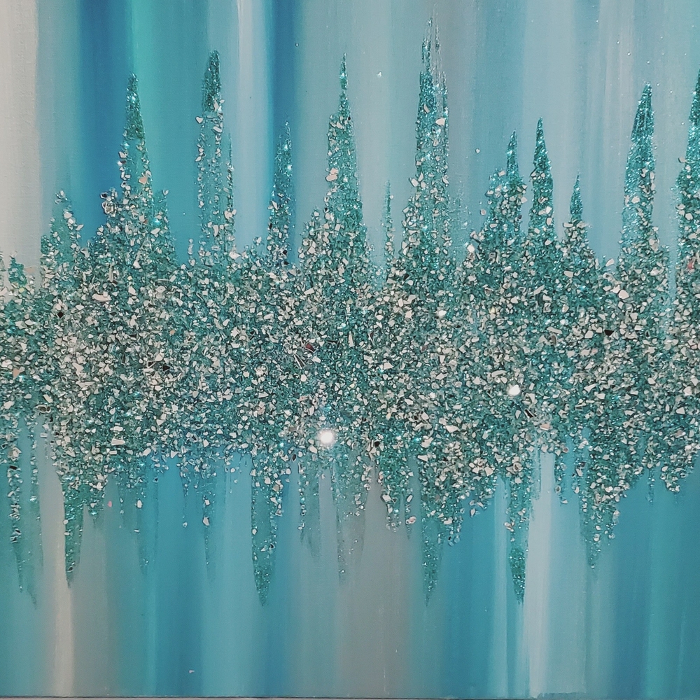 Blue and Silver Glitter Abstract Canvas